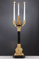 Alexander Candelabra Patinated Bronze Column 24ct. Gold Plated