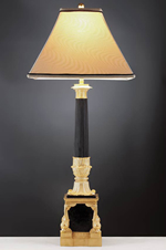 Banker Table Lamp Patinated Bronze Column