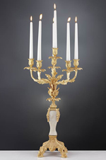 Limoges Candelabra Bianco Marble 24ct. Gold Plated